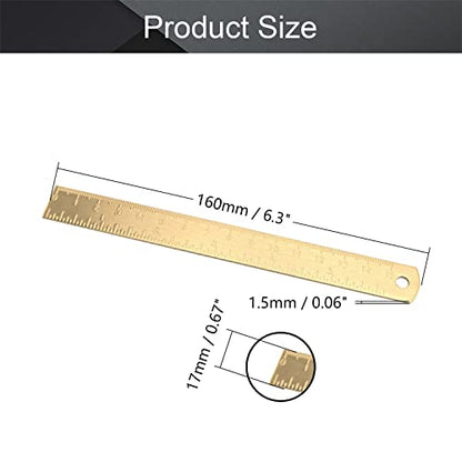 Utoolmart Brass Straight Ruler, 15cm / 5.9-inch Double-Sided Scale Ruler, Measuring Tool for Engineering Office Architect and Drawing 1 Pcs - size: 15cm red copper
