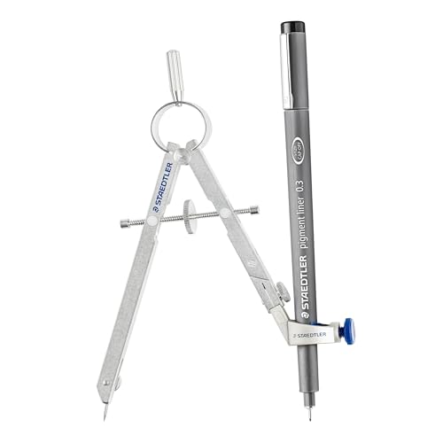 Staedtler Mars Comfort, Professional Drafting, Drawing Compass with Extension Arm, Draws Circles up to 19.5 Inch Diameter, Spring Bow Compass with Center Adjuster Wheel, 551 02 - style: 4 Piece Professional Set