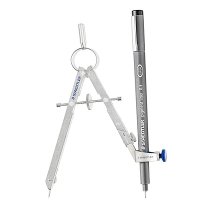 Staedtler Mars Comfort, Professional Drafting, Drawing Compass with Extension Arm, Draws Circles up to 19.5 Inch Diameter, Spring Bow Compass with Center Adjuster Wheel, 551 02 - style: 4 Piece Professional Set