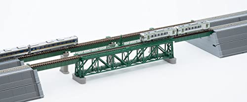 TOMIX N Gauge 3267 Topway Single Line Truss Railway Railway Traffic Bridge S280 (F), Deep Green (PC Bridge Legs and 2 Pieces)