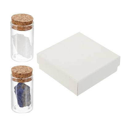 uxcell 2Pcs Crystal Gemstone Bottles, Natural Crystal Stone Bulk with Glass Display Jar Mini Stuff Collectible Adornments for Home Office Centerpiece Collection Gift, White/Dark Blue - color: White/Dark Blue
