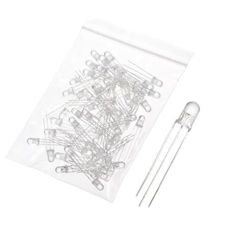 MECCANIXITY 120Pcs 5mm LED Diodes, Light Emitting Diodes, Bulb Lamp Electronic Project Kit for Science Project Circuit Board(Red+Yellow-Green Light Common Anode, Transparent Lens) - size: 5mm