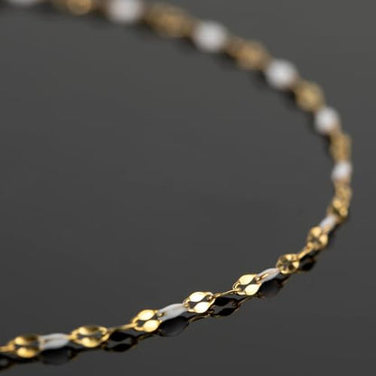 UMAOKANG Gold Plated Stainless Steel Jewelry Chain White Enamel Chains Bulk - color: Gold-White