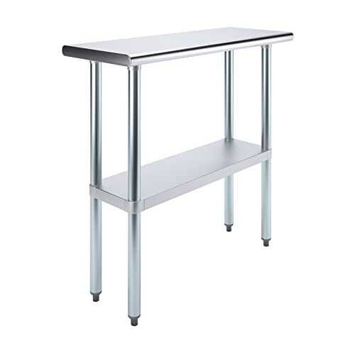 AmGood 14 in. x 36 in. Stainless Steel Work Table | Metal Kitchen Food Prep Table | NSF - size: 36 in. Long x 14 in. Deep without Wheels