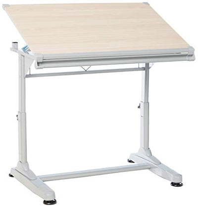 Stand Up Desk Store Adjustable Height and Angle Drafting Table Drawing Desk with Large Surface (Silver Frame/Birch Top, 40" W X 26" D) - color: Birch/Silver