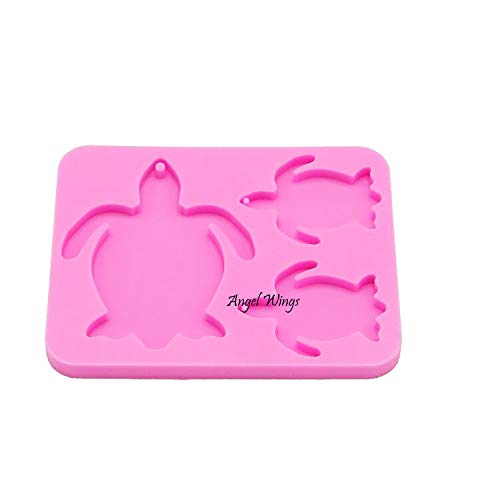 Angel Wings Super Shiny Turtle Family Keychains Mold Cute Tortoise Shape Jewelry Making Epoxy Key Chain Silicone Mold Polymer Clay DIY Tools
