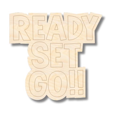 Unfinished Wood Etched Ready Set Go Shape | Paint By Line Crafts | up to 30" DIY 18" / 1/8" - size: 18", style: 1/8" Thick Wood
