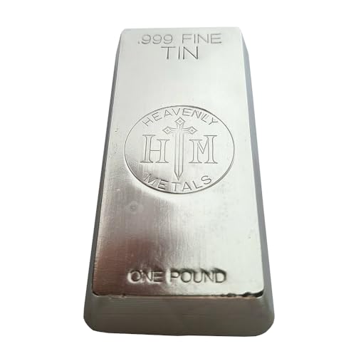 1 Pound 99.9% Pure Tin Ingot – Hand Poured Tin Metal Bullion Bar - Low Melting Point Metal for Casting, Soldering, Science Experiments or Paperweight - color: Tin
