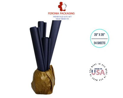 Navy Blue Tissue Paper Squares, Bulk 24 Sheets, Premium Gift Wrap and Art Supplies for Birthdays, Holidays, or Presents by Feronia packaging, Large 20 Inch x 26 Inch - color: NavyBlue
