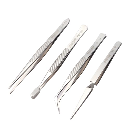 FEITA Precision Craft Tweezers Stainless Steel Tweezer Set for Jewelry, Crafting, Bead & Nail Art Tools – 4 Piece Twizzers - style: Precision