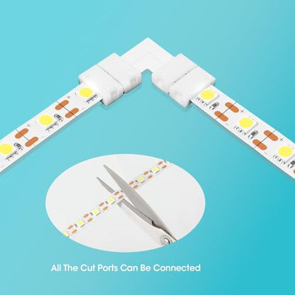 WENHSIN 10Packs 2-Pin L Shape RGB LED Light Strip Connectors 10mm Unwired Gapless Solderless Adapter Terminal Extension - size: 10MM-2PIN-L