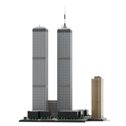 Aetheria World Trade Center Twin Towers Architecture Landmark Building Bricks, 1/800 Modular New York City Street House Building Construction for Adult, Designed by SPBrix - 7121 Pieces