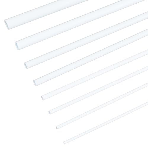 OLYCRAFT 30pcs 8 Sizes ABS Plastic Round Tube 11.8 Inch White Plastic Hollow Tubes 2/2.5/3/4/5/6/8/10mm Diameter Hollow Round Bar Rods Styrene Tube for DIY Sand Table Architectural Model Making - style: Round