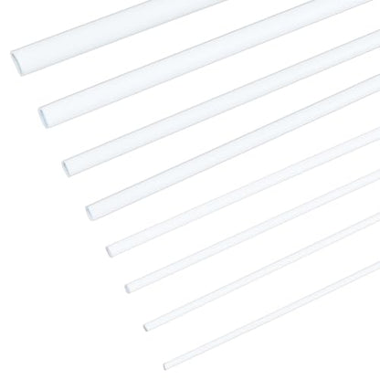 OLYCRAFT 30pcs 8 Sizes ABS Plastic Round Tube 11.8 Inch White Plastic Hollow Tubes 2/2.5/3/4/5/6/8/10mm Diameter Hollow Round Bar Rods Styrene Tube for DIY Sand Table Architectural Model Making - style: Round