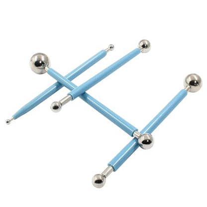 Cake Decorating Metal Ball, Blue, Set of 4 - color: Blue