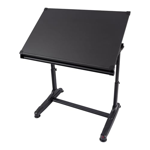 Stand Up Desk Store Adjustable Height and Angle Drafting Table Drawing Desk with Large Surface (Black Frame/Black Top, 40" W X 26" D) - color: Black/Black