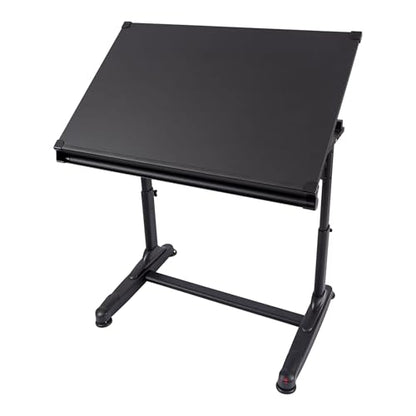Stand Up Desk Store Adjustable Height and Angle Drafting Table Drawing Desk with Large Surface (Black Frame/Black Top, 40" W X 26" D) - color: Black/Black