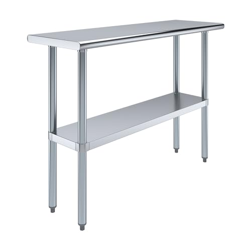 AmGood 16 in. x 48 in. Stainless Steel Work Table | Metal Kitchen Food Prep Table | NSF - size: 48 in. Long x 16 in. Deep without Wheels