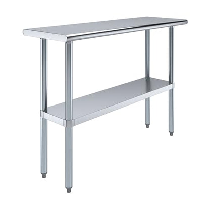 AmGood 16 in. x 48 in. Stainless Steel Work Table | Metal Kitchen Food Prep Table | NSF - size: 48 in. Long x 16 in. Deep without Wheels