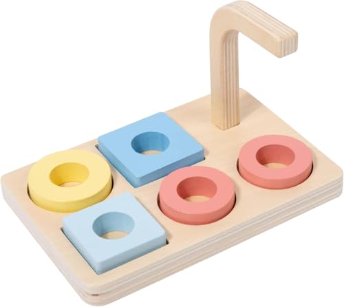 Adena Montessori 5-Shape Stacking Ring Toy, 12m+ - style: Shapes on Curved Peg style 2