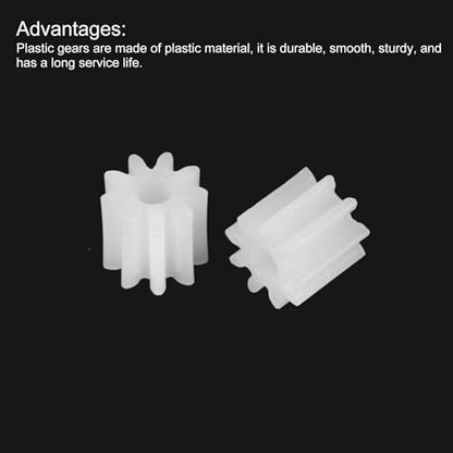 MECCANIXITY 50 Pcs Plastic Gears 9 Teeth Plastic Motor Gear Model 92A Reduction Gear for RC Car Model DIY Robot (White, Module 0.5) - style: 9 Teeth
