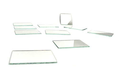 EISCO Glass Plane Mirrors, Unmounted, Protective Coating, 3"x2", 10 Pack