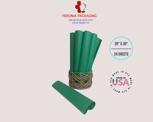Festive Green Tissue Paper Squares, Bulk 24 Sheets, Premium Gift Wrap and Art Supplies for Birthdays, Holidays, or Presents by Feronia packaging, Large 20 Inch x 30 Inch - color: FestiveGreen