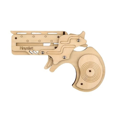 Adult 3D Wooden Puzzle 4-Shot Rubber Band Gun - Handgun Model - style: Semi-Circular Pistol
