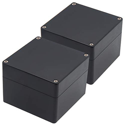 Junction Box, Zulkit Project Box IP65 Waterproof Outdoor Box ABS Plastic Electrical Boxes Electronic Enclosure Black4.7 x 4.7 x 3.5 inch(120 x 120 x 90 mm)(Pack of 2) - size: 4.7" x 4.7" x 3.5"(Pack of 2)