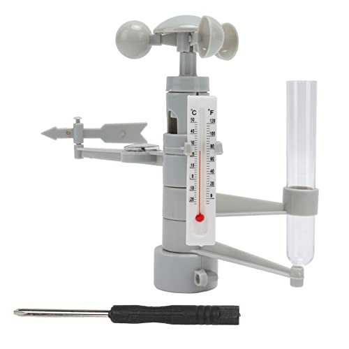 Fafeicy DIY Weather Station Toy Plastic Multifunction Weather Station Kit with Wind Vane Anemometer Thermometer and Rain Gauge for Children 7 to 14 Science Learning