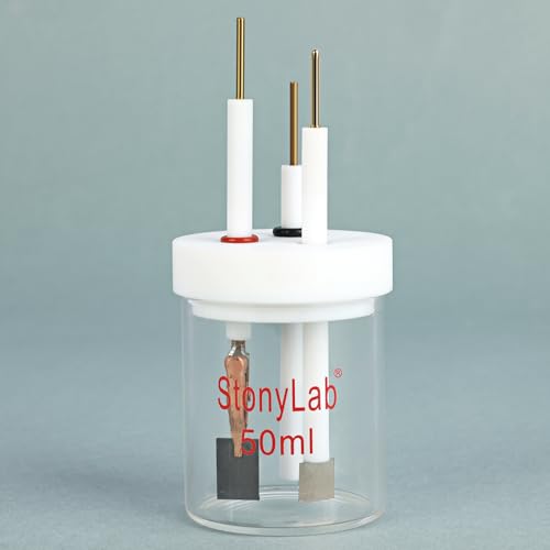 stonylab Single Chamber Non-Sealed Electrolytic Cell, Simple Three-Electrode Reaction Cell, Electrochemical Cell Kit Reactor Electrolyzer with PTFE Lid, No Electrode Included, 50 ml - size: 50 ml