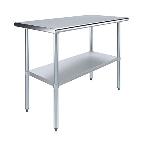 AmGood 24 in. x 48 in. Stainless Steel Work Table | Metal Kitchen Food Prep Table | NSF - size: 48 in. Long x 24 in. Deep without Wheels