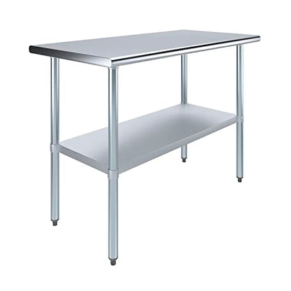 AmGood 24 in. x 48 in. Stainless Steel Work Table | Metal Kitchen Food Prep Table | NSF - size: 48 in. Long x 24 in. Deep without Wheels