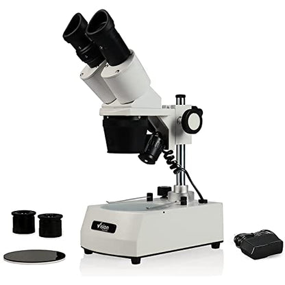 VMS0002-LD-12-ES2 Binocular Stereo Microscope, WF10x and WF20x Eyepieces, 1x and 2X Objectives, 10x, 20x and 40x Magnification, Top and Bottom LED Illumination, 110V - style: 1x&2x Objective, WF20x Eyepieces