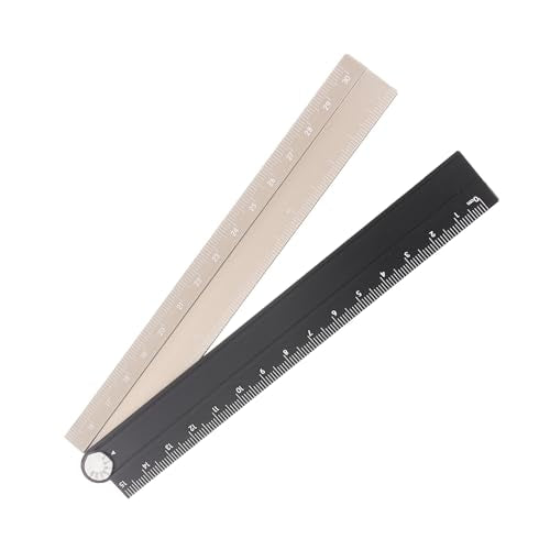 HARFINGTON Folding Straight Ruler 30cm Metric Aluminum Alloy Protractor Foldable Angle Ruler Geometric Measuring Tool with Angle Line for Architects Artists Office, Black Gold Tone - color: Black/Gold Tone