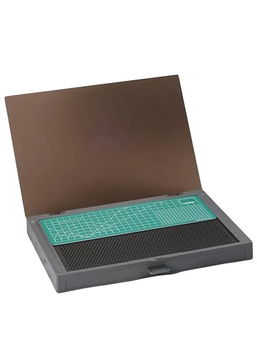 Model Workbench & Model Workstation for Gundam – All-Metal Perforated Top, Double-Sided PVC Cutting Mat, Removable Parts Tray & Text Stand – Compact Tool Bench for Gundam Building & Hobby Assembly