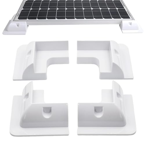 4pcs Solar Panel Mounting Brackets Kit, Dill-Free, UV Resistant, for RV, Truck, Camper, Boat (4 pcs Corner mounting Brackets, White)