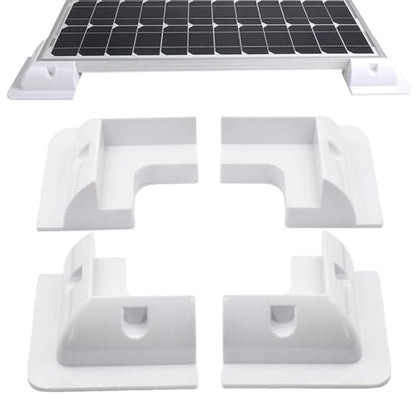 4pcs Solar Panel Mounting Brackets Kit, Dill-Free, UV Resistant, for RV, Truck, Camper, Boat (4 pcs Corner mounting Brackets, White)