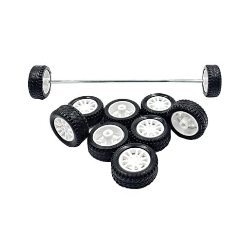 10PCS Small Toy Car Wheels 20mm Rubber Tire with 5PCS Shaft Round Axles for for DIY Model Toy RC Car Accessories (2X20MM) - style: 2X20MM