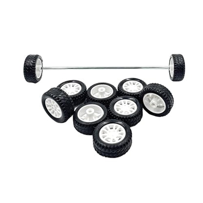 10PCS Small Toy Car Wheels 20mm Rubber Tire with 5PCS Shaft Round Axles for for DIY Model Toy RC Car Accessories (2X20MM) - style: 2X20MM
