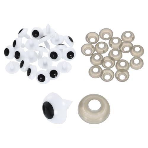 uxcell 50 Pcs Safety Eyes for Crocheting, 18mm Plastic Crochet Eyes Round Craft Eye with Washers for DIY Arts Crafts Stuffed Animals Bears Making, White - size: 18mm