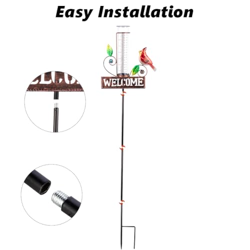 Stargarden Rain Gauge Outdoor, Metal Cardinal Rain Gauge - color: Cardinal