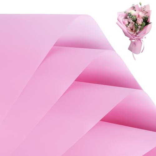 FUHITIM 20 Sheets Flower Waterproof Wrapping Paper (Pink) - color: Misty Pink