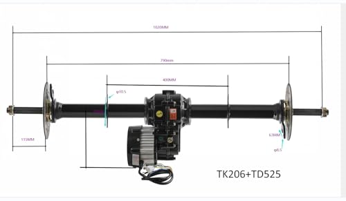 48V 1000W Rear Differential Axle Kit with Brushless Motor for Go Kart, Golf Cart, Electric Trike, ATV, Quad, Buggy, and DIY Projects (40in.Axle) - size: 40in.Axle