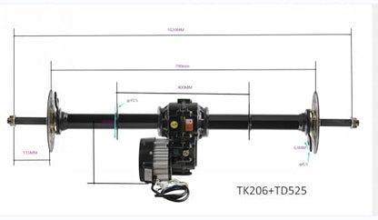 48V 1000W Rear Differential Axle Kit with Brushless Motor for Go Kart, Golf Cart, Electric Trike, ATV, Quad, Buggy, and DIY Projects (40in.Axle) - size: 40in.Axle