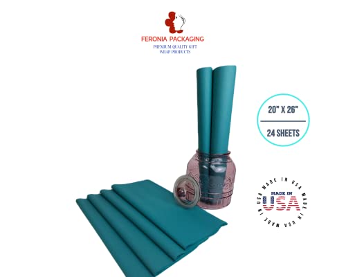 Teal Tissue Paper Squares, Bulk 24 Sheets, Premium Gift Wrap and Art Supplies for Birthdays, Holidays, or Presents by Feronia packaging, Large 20 Inch x 26 Inch - color: Teal