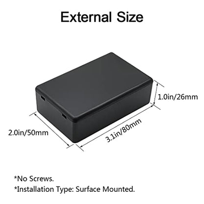 LeMotech Project Box 10 Pieces ABS Plastic Electrical Project Case Small Junction Box for Electronics Black 3.1 x 2.0 x 1.0 inch (80 x 50x 26 mm) - size: 3.1" x 2.0" x 1.0"(10pc)