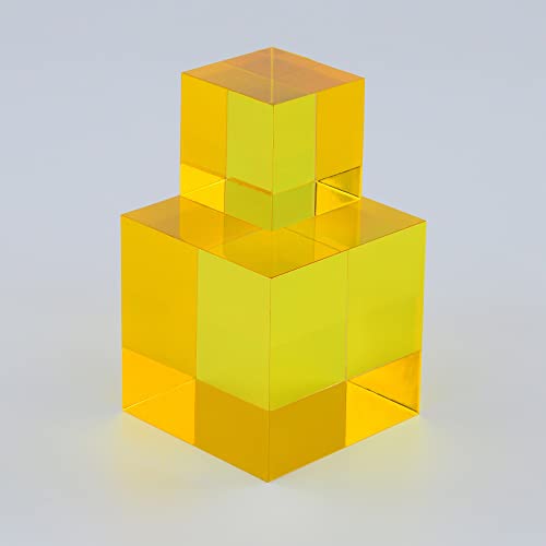 CMY Cubes The Y Cube (30mm) - Yellow Hue Cube - Optical Color Cube - Diamond Polished - Teaches Subtractive Color Mixing - Educational, Scientific, Physics & Kinetic Art Desk Object