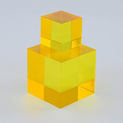 CMY Cubes The Y Cube (30mm) - Yellow Hue Cube - Optical Color Cube - Diamond Polished - Teaches Subtractive Color Mixing - Educational, Scientific, Physics & Kinetic Art Desk Object