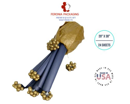 Navy Blue Tissue Paper Squares, Bulk 24 Sheets, Premium Gift Wrap and Art Supplies for Birthdays, Holidays, or Presents by Feronia packaging, Large 20 Inch x 30 Inch - color: NavyBlue